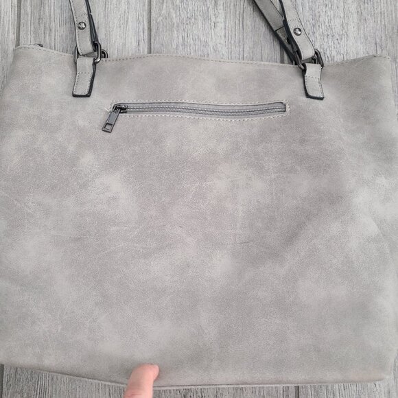 Sam & Hadley Faux Suede Tote Shoulder Bag Over The Shoulder Gray - Picture 6 of 12